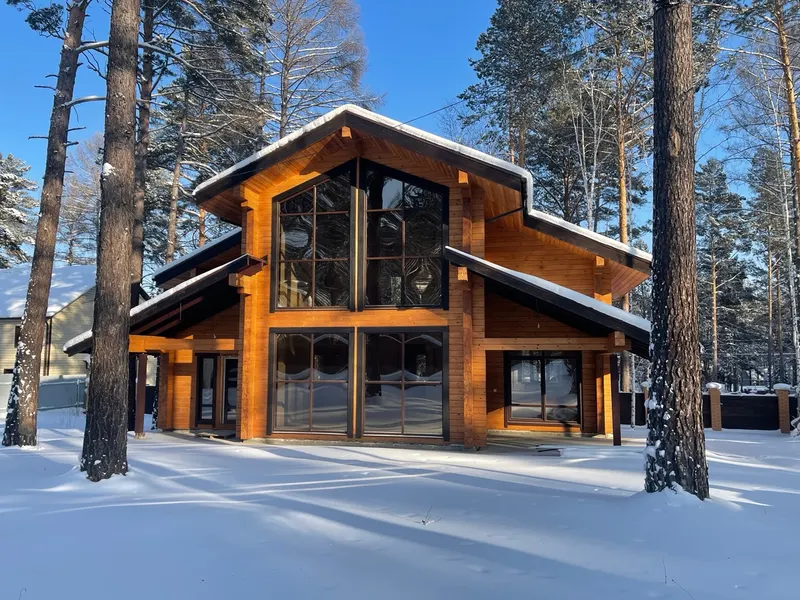 Двухэтажный дом из клееного бруса, 160 м²